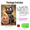 Halloween Black Cat Pumpkin Pearl Painting Art Full Pearl Handmade Diy Home Decorations