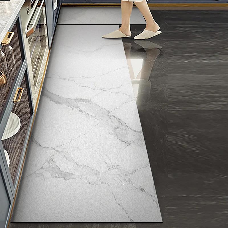 

White Kitchen Mat Pvc Waterproof Floor Mats Solid Color Carpet Big Size Non-slip Large Rug Washable Alfombra De Cocina 1pc 50x80cm