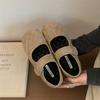 Vintage Suede Rhombus Velcro Shallow Mouth Mary Jane Shoes Night Breeze Gentle Soft Sole Versatile Lazy Bread Single Shoes