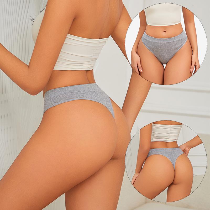 FINETOO 4 ks/sada Dámské bavlněné tanga kalhotky Ženské žebrované s nízkým pasem G-string Dámské sexy bikini string Dívčí měkké S-L Intimní prádlo