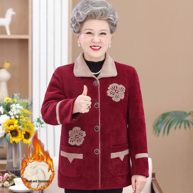 Grandma's Plus Velvet Winter Wool Coat - Thick Mink Velvet for Middle-Aged & Elderly Women