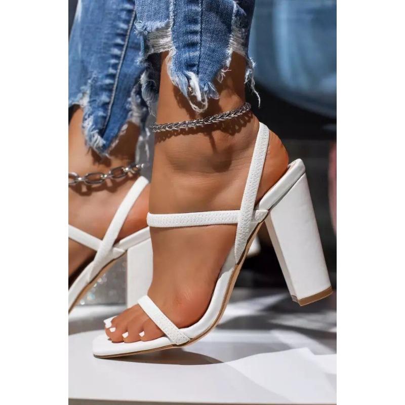 Large size summer new high-heeled sandals women's thick heel square head height-increasing women's shoes large size