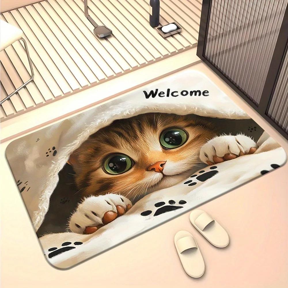 KittenThemed Door Mat Is Anti Slip and EasyTo Clean Home Decorations Can Be Placed At The Entrance of The Bathroom or Bedroom