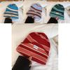 Colorful Striped Knit Hat Women Winter Season Warm Ear Protection Cap Casual Student Cold Hat