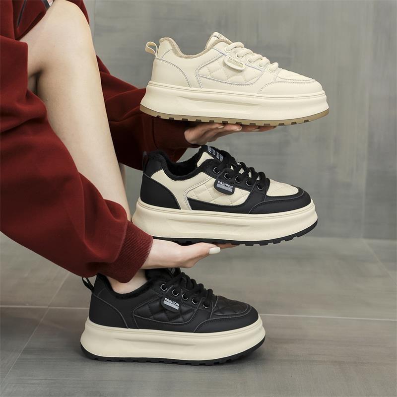 Fleece warm Herbst und Winter neu lässig zwei Baumwollschuhe Plateau Student Sport Board Schuhe