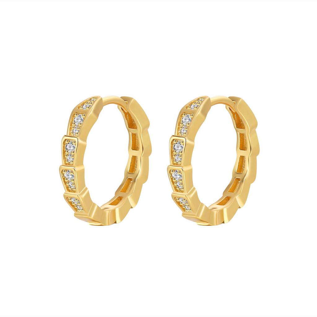 Gold-Plated Bamboo Zircon Ear Cuffs: Elegant and Versatile Earrings for a Luxurious Commute Style
