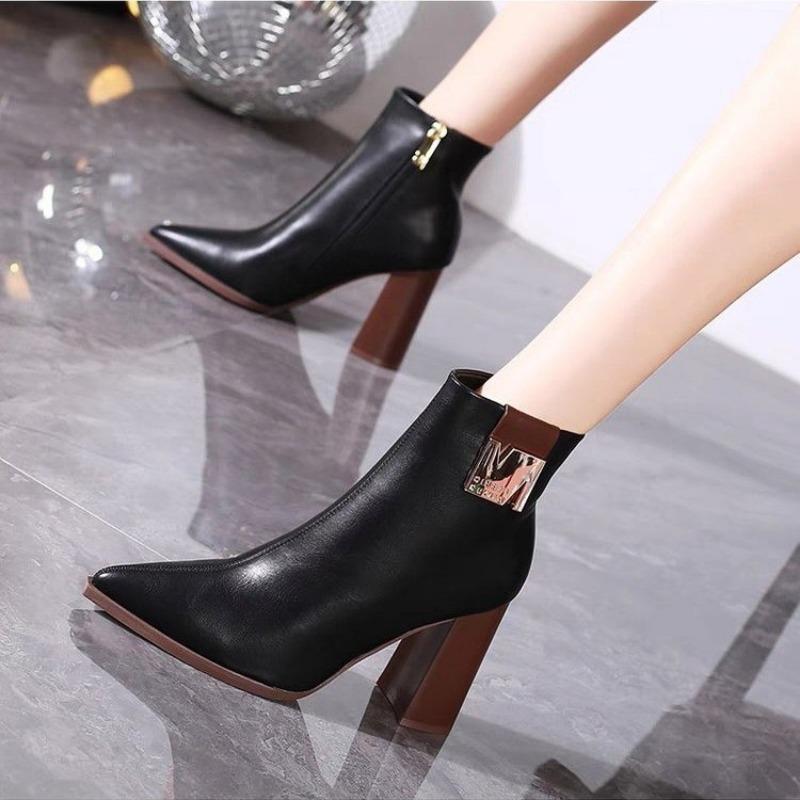 2025 Spring Autumn High Heels Women Ankle Boots Woman Short Boots High Heel Shoes Small Plus Size 30 - 40