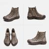 Johnature Damenschuhe aus echtem Leder, weiche Sohle, hohle Sommerstiefel, vielseitige, atmungsaktive Vintage-Sandalen