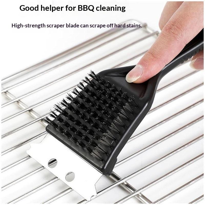 

8-Inch Heavy-Duty Grill Brush - Stainless Steel Wire Extra Strong Cleaning Brush For Outdoor And Home Cooking Tools чорний