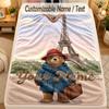 Flannel BlanketPaddington Custom Name Text Personalized Soft Warm Throw Blanket Home Decor Gift