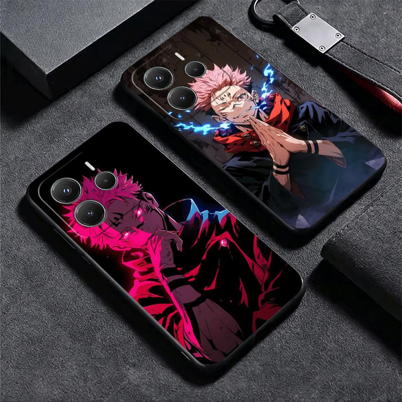 Anime Itadori Yuji JUJUSU Soft Phone Case for Xiaomi Redmi Note 12 13 14 15 Pro Plus 11 12S 11S 11T 10 4G Black Cover Back Shell