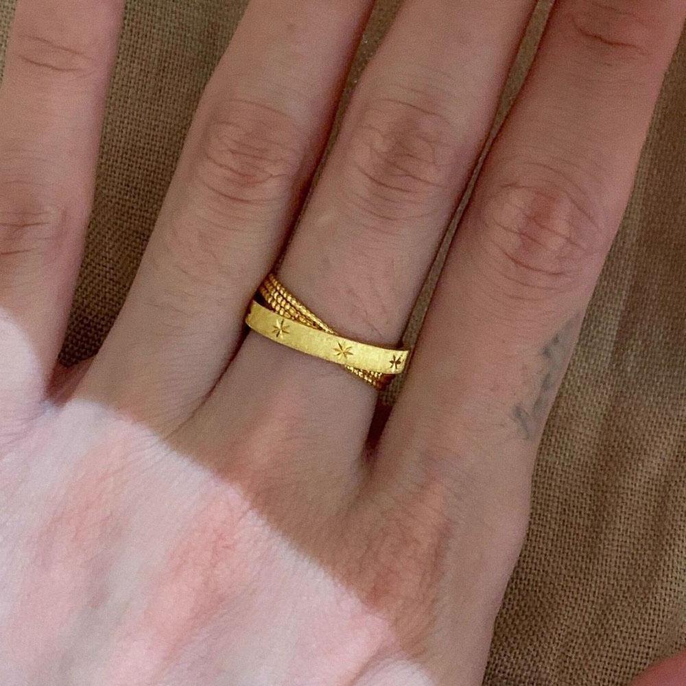 Vintage Metal Brushed Octagonal Star Cross Ring For Women Exquisite Fashion Jewelry Birthday Gifts золотой