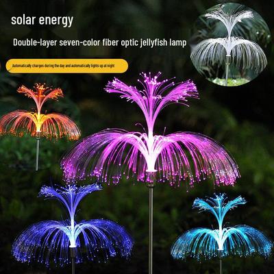 Cross-border Solar LED Jellyfish Garden Light, Waterproof, 7-Color Fiber Optic, Outdoor Lawn Decor.