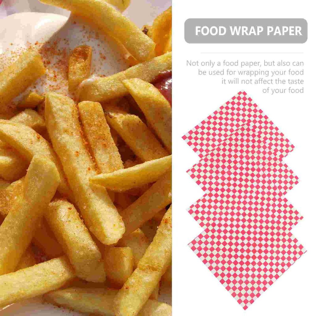 50 Sheets Checkerboard Burger Food Wrapping Paper Rice Ball Bento Baking Bread Mat Grease-proof Sandwich Basket Liners Cheese