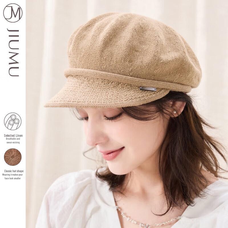 JIUMU Spring Summer Breathable Linen Newsboy Beret