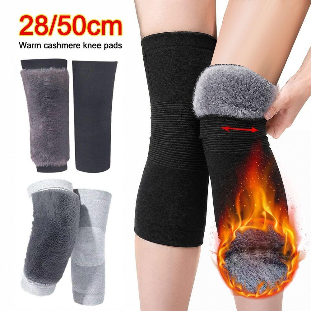Faux Rabbit Fur Thermal Knee Sleeves Elastic Knit Fleece Knee Pads Knee Warmers  Outdoor Activities