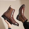 Classic Designer Men Chelsea Boots Slip On Pointed Toe Luxury Middle Ankle Short Leather Boots Men Fashi Business Dress Shoes