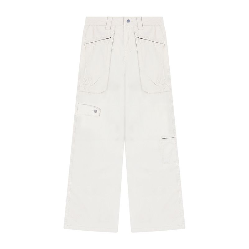 

Kumikumi American Retro New Arrival Multi-Pocket Cargo Pants Women s Early Autumn High Waist Slimming and Straight Casual Pants Pants Beige L