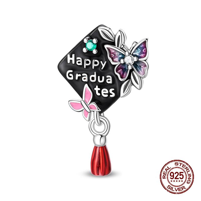 Copper Graduation Season Series Owl Bachelor'S Hat Charms Beads Suitable For 3Mm Original Design Bracelets DIY Style Jewelry