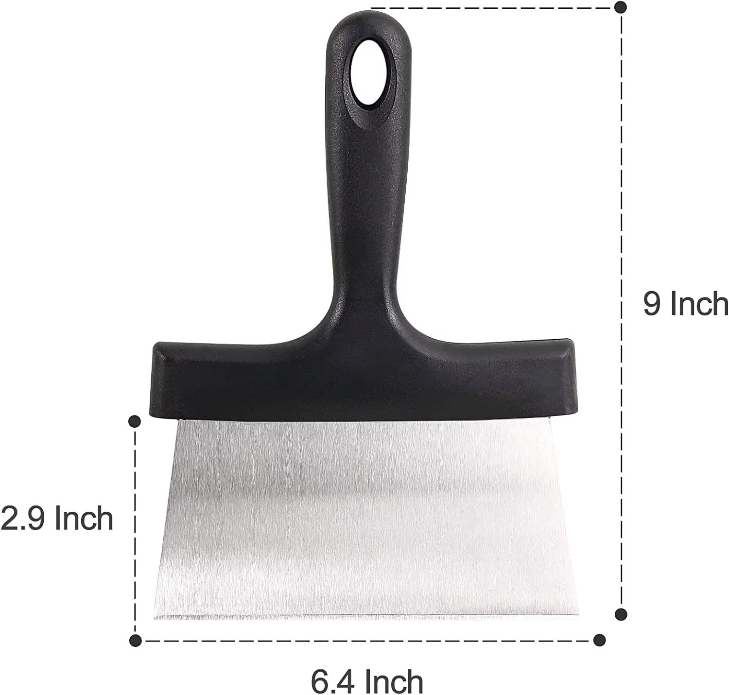 Grill Scraper 6.4 Inch Stainless Steel Griddle Scraper BBQ Blackstone Griddle Versatile Food Scraper Oven Accessories (Black,6.4*9 Inch&Hand Tools) чёрный
