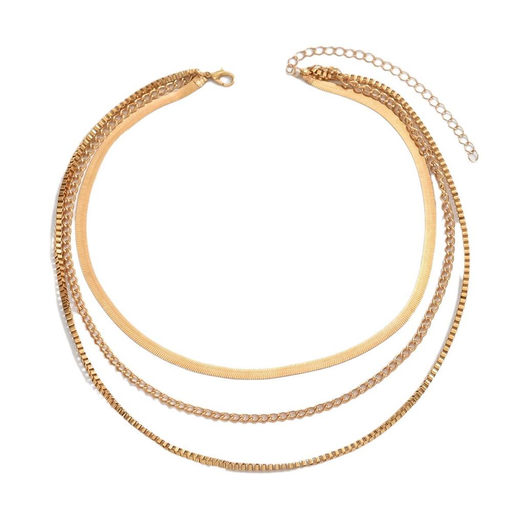 European and American hip-hop fashion temperament flat snake chain chain necklace simple and versatile multi-layer stacked wearing necklace men's