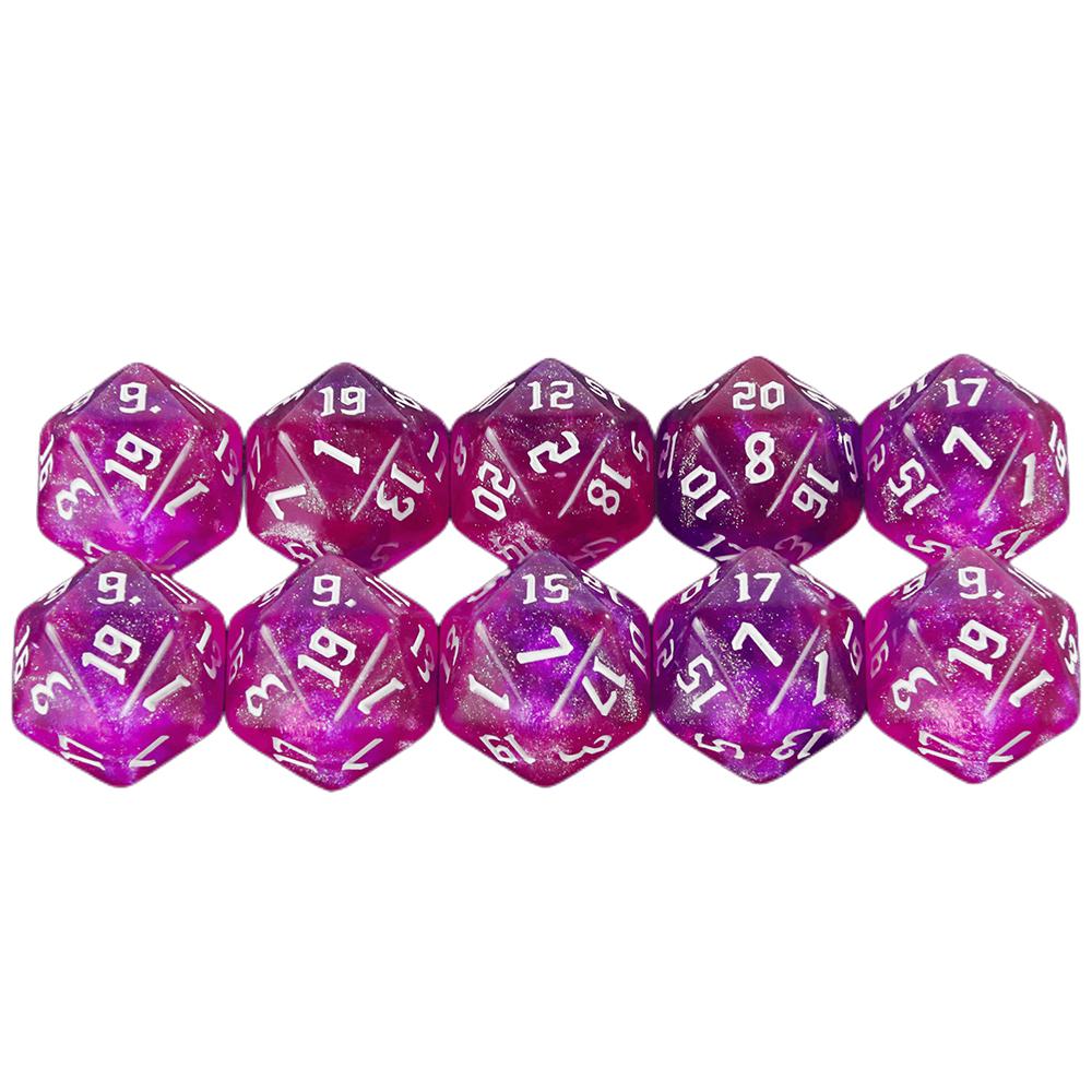Polyhedral D20-terning 10 stk 20-sidig dobbelfarge med glitterterninger for DND-brettspill og rollespill
