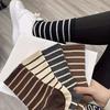 5/10 Pairs Women Mid Length Socks Fashionable Striped Print Soft Comfortable Sweat Absorbing and Breathable Casual Socks