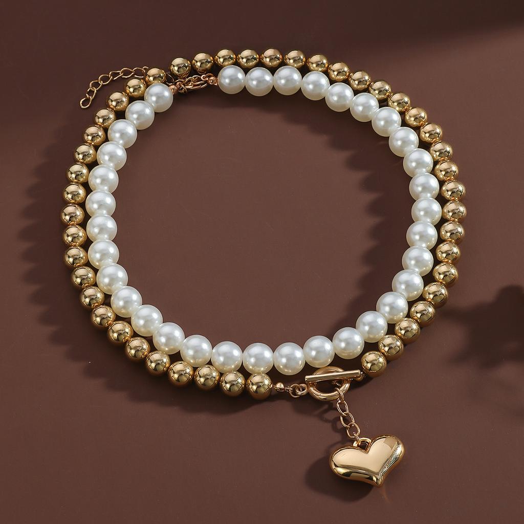 Pearl Love Pendant Necklace Sense Niche Clavicle Chain Titanium Steel Neck Chain Jewelry