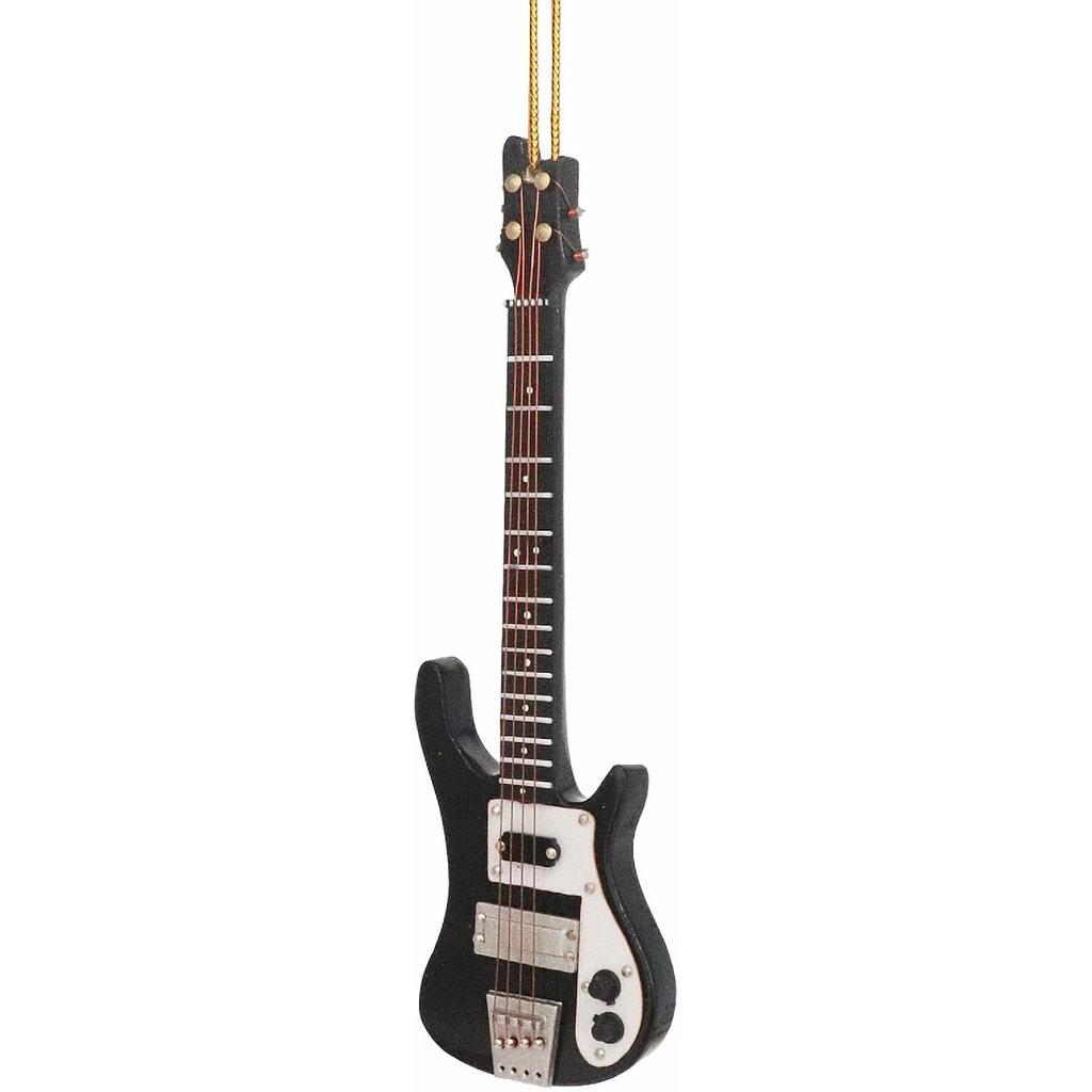 5.51" Wooden String Miniature Electric Bass Guitar Hanging Ornament Mini Musical Trument Replica Music Birthday Gifts Holiday Tree Home Decorations