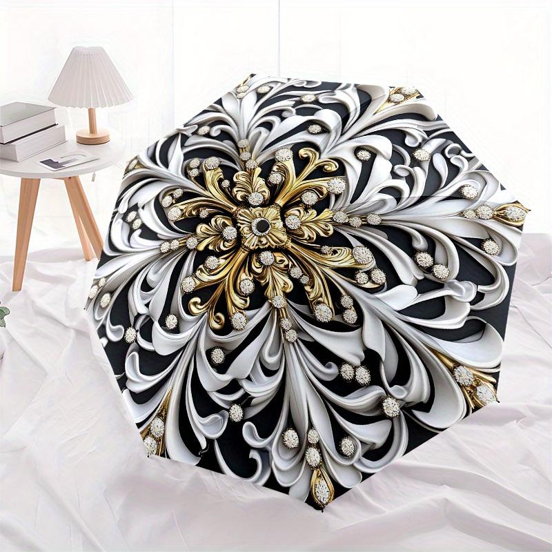 Elegant Floral Mandala  DecorUmbrella, Portable 3-Fold Compact Umbrella,Christmas Gift ES618