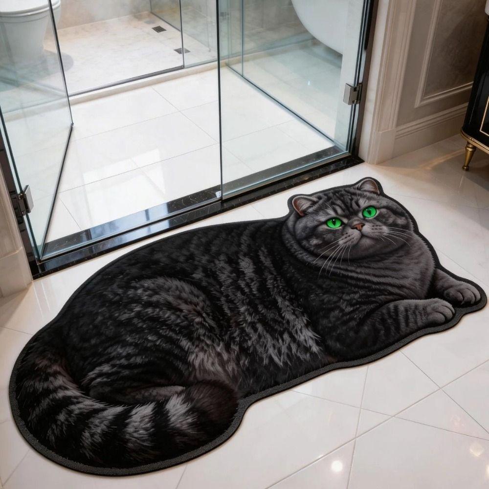 Super Absorbent Cute Cat Diatom Floor Mat Bedroom Door Small Rug  Living Room Tea Table Bedside