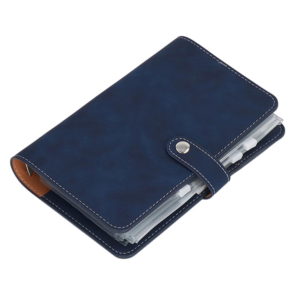 Cash     Portable Size PU Leather 6 Pre Punched Holes Budget   with 12 Clear Zip Pockets Small Labels