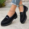Spring New Thick Heel Loafers Women's Round Head Deep Mouth Suede Thick Sole Anti-slip Wear-resistant Single Shoes