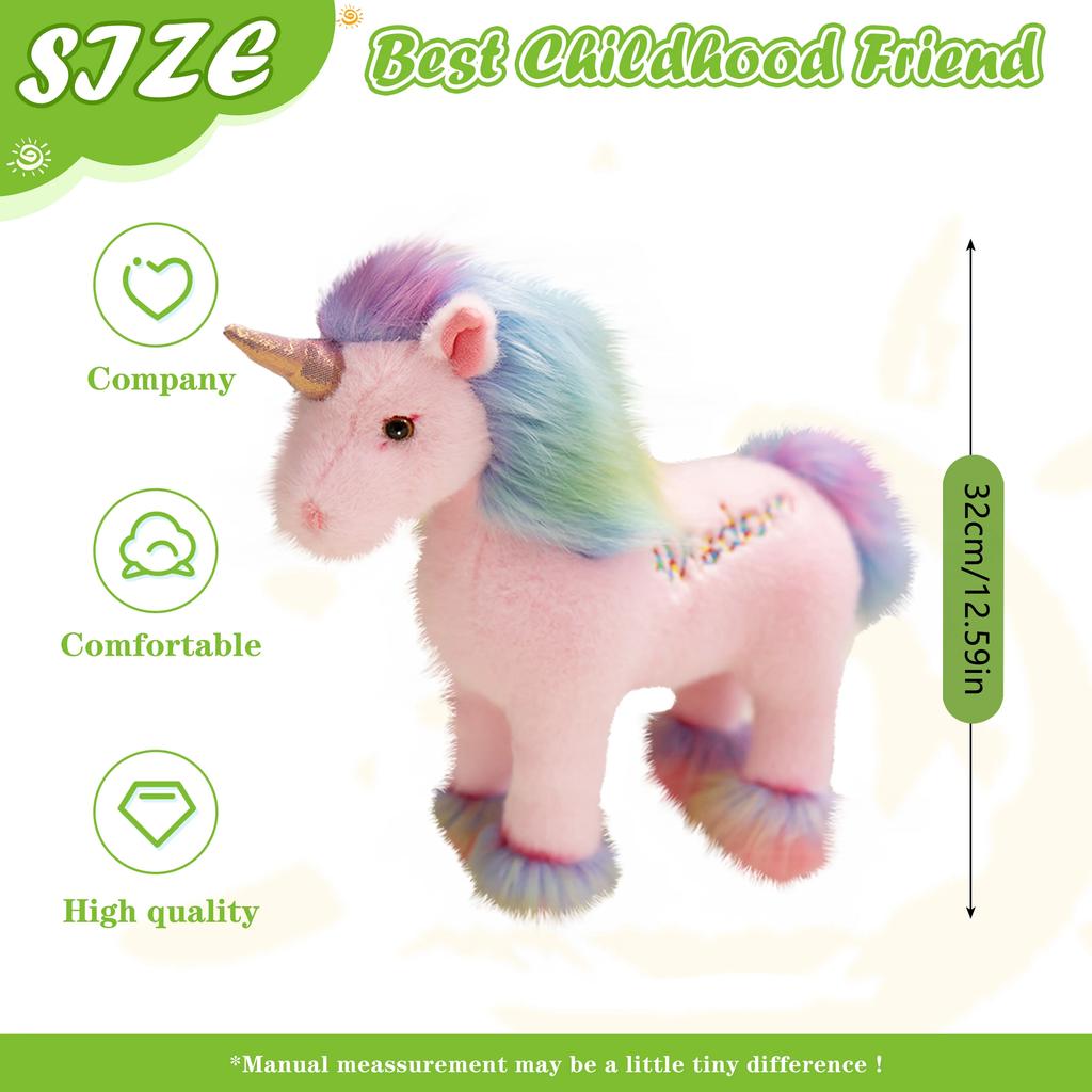 Kawaii Unicorn Dream Rainbow Unicorn Plush Toy with Wing Soft Stuffed Horse Pillow for Girl Birthday Gift Kid Toy Home Decor