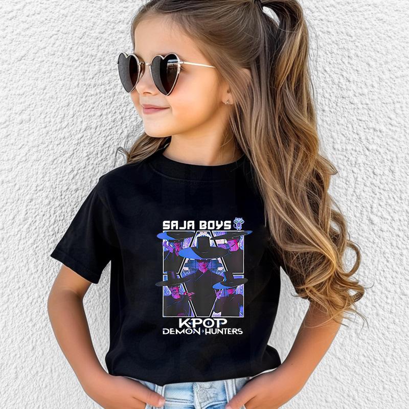 T-Shirts Girls Children's Cartoon Print Fashion Short Sleeve Casual Children's Clothing Top Comfortable
