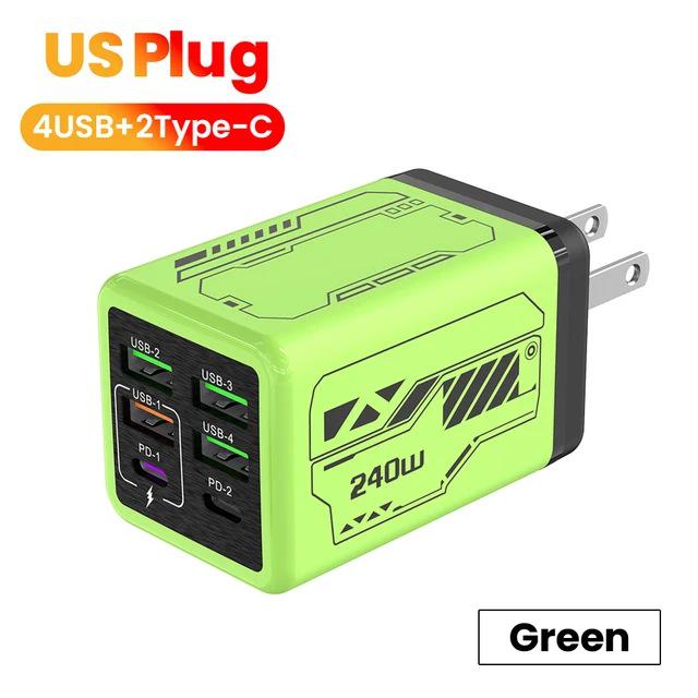 240W Multi-Port Smart Travel Charger with 4 USB-A & 2 USB-C PD Ports