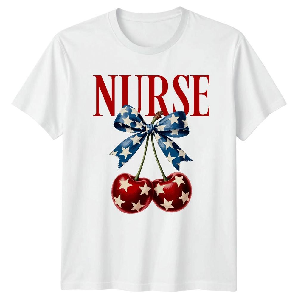 Nurse Cherries Patriotic Nursing Profession Unisexs Unisexs Graphic Tee S