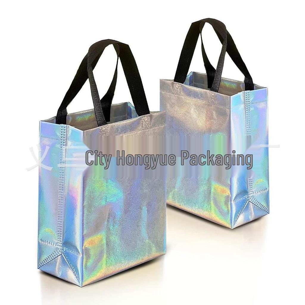 Large Rainbow Reflective Gift Tote with Handles – Non-Woven Fabric Bag for Birthdays