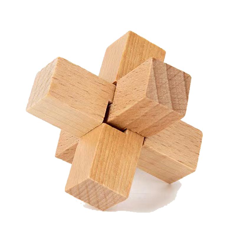 Wooden Luban Lock Easy Fun Learn Kids Brain Teaser Puzzles Educational Toys Logic Skill Development IQ Test Challenge
