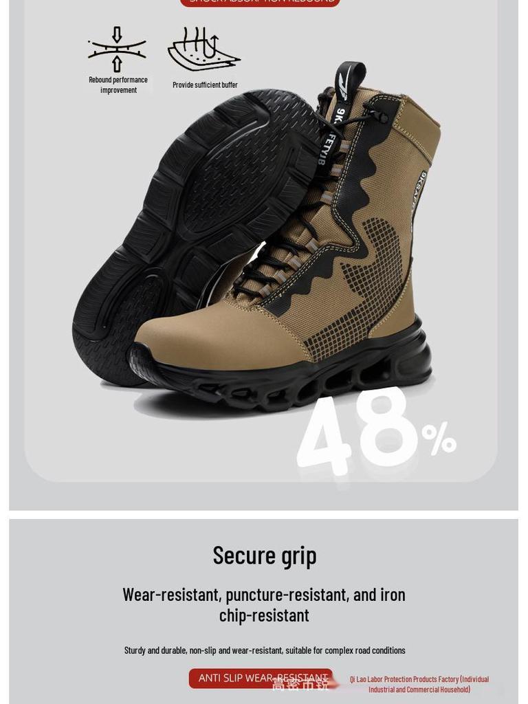 Men's Steel Toe Safety Shoes: High-Top, Ankle Support, Anti-Smash, Puncture-Resistant, Comfortable, Wear-Resistant