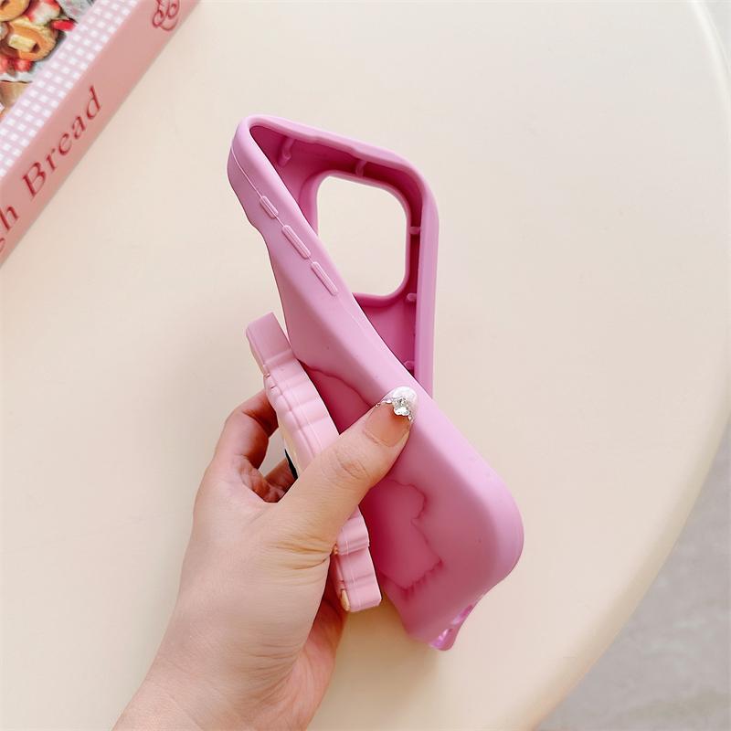 Custodia per telefono 3D carina con supporto per iPhone 17 16 15 14 13 12 11 Pro Max 16E Cover in morbido silicone