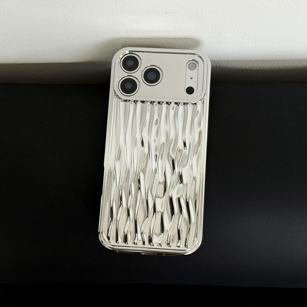 Silver Water Ripple Phone Case for iphone 17 16 15 14 13 11 12 Pro Max X XS Max XR Shockproof Soft Silicone Cover