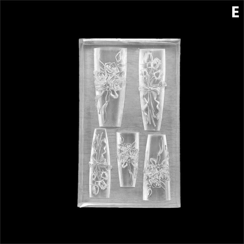 

Lace Bowknot Nail Art Mold French Manicure Silicone Stencil For Diy Nail Decoration Nail Design Tool Nail Printing Template E