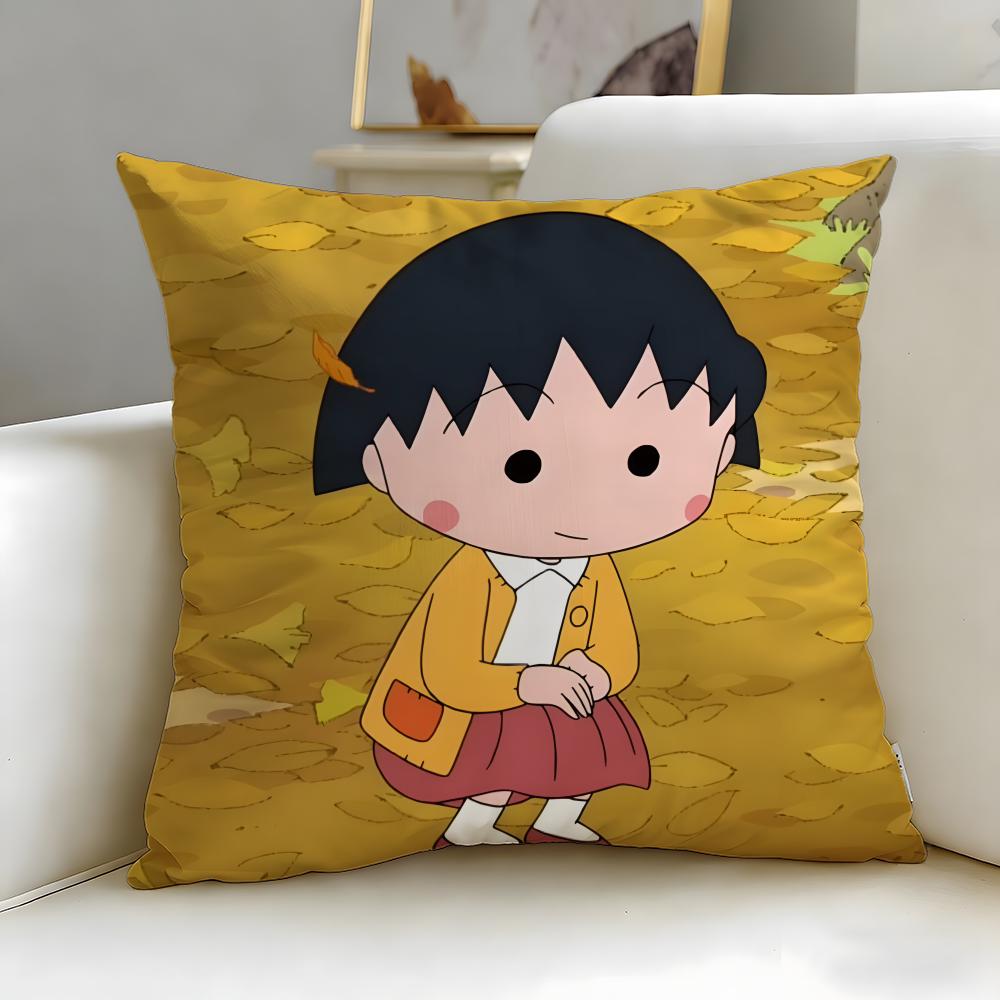 classic anime Chibi Maruko Chan Cushion Cover Soft & Easy-Wash Pillow Case – Versatile for Couch, Bed, Travel and Office