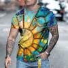 Men's T-shirt loose casual new playing cards printed tops men's large size T-shirt