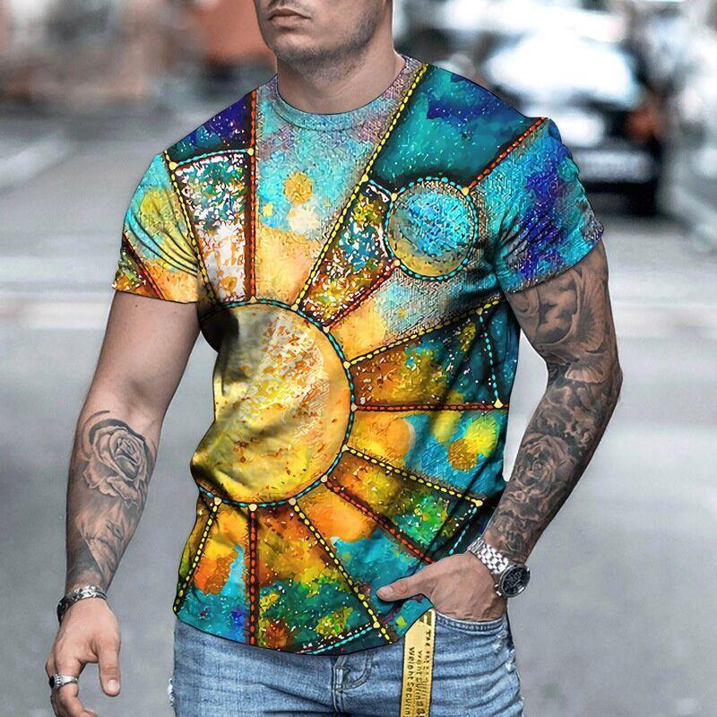 Men's T-shirt Loose Casual New Playing Cards Printed Tops Men's Large Size T-shirt