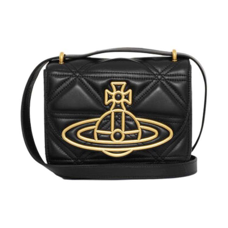 VIVIENNE WESTWOOD Linda Gold Hardware Soft Nappa Leather Shoulder Crossbody Bag Women Bags Black 43040069UL006UN401