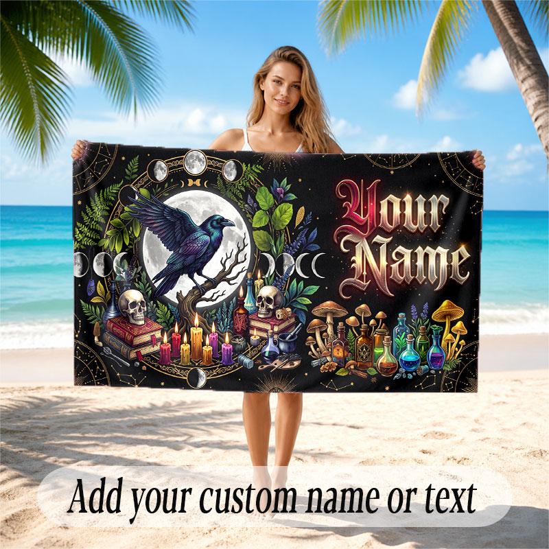 Decorative Artwork Theme Soft Beach Towel Personalized Custom Name Text Towel Portable for Beach Pool Travel