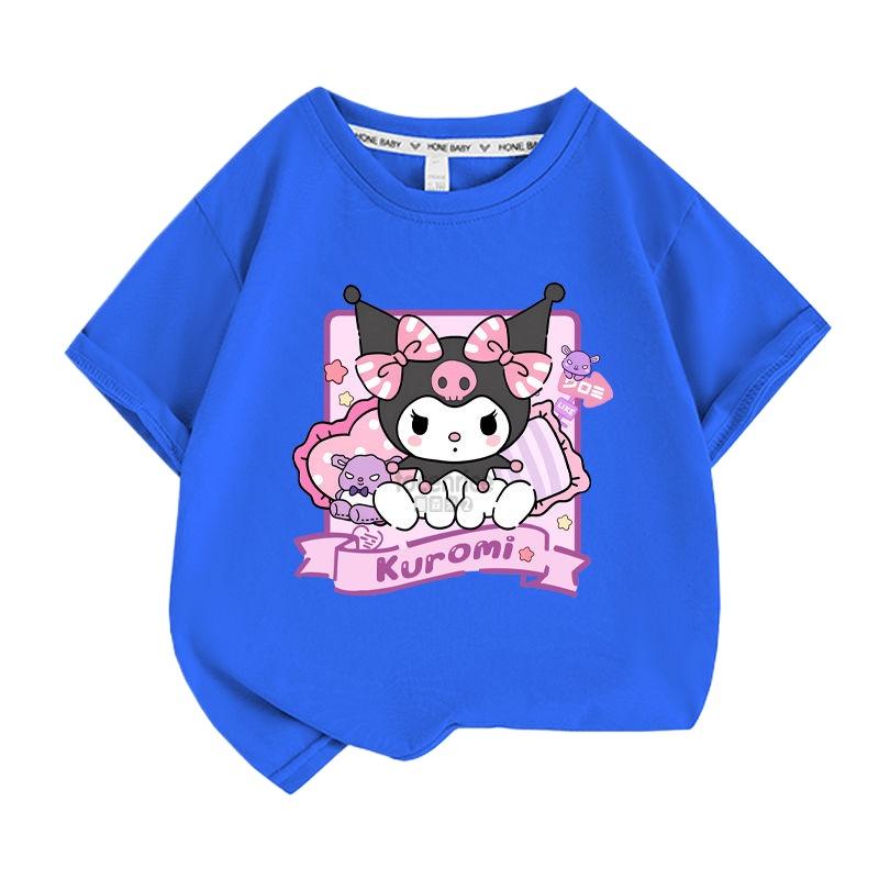 2026 New Series - Sanrio Summer Children's Clothing Cute Kuromi Print Simple Casual T-Shirt