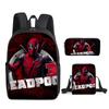 Deadpool 3pcs Student School Bag Backpack Lunch Bags Pencil Case Gifts Kids